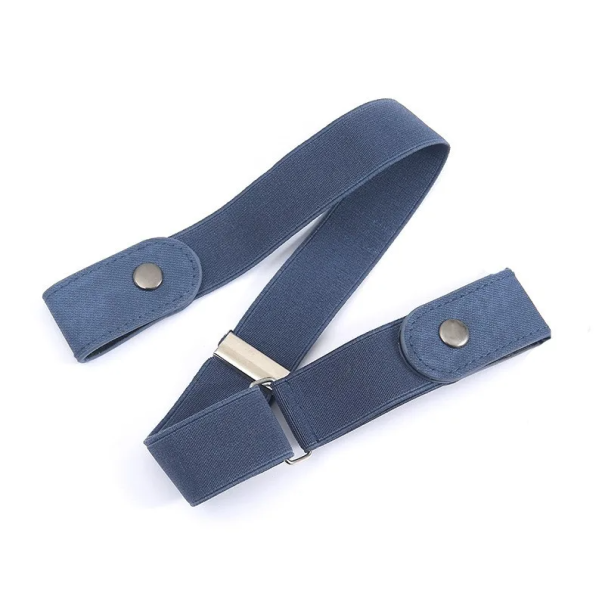 Elastische, verstelbare riem zonder gesp Verborgen riem voor comfortabel dragen in een broek Denim riem voor lussen Naadloze elastische riem blauw