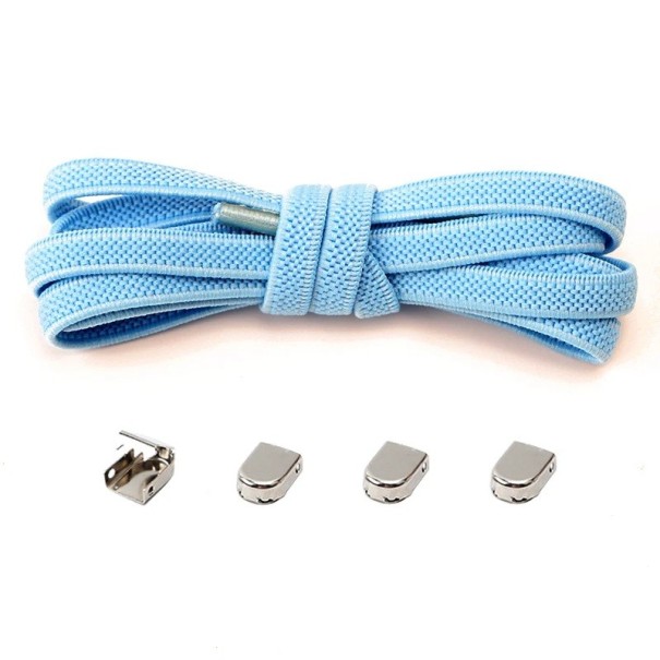 Elastische veters 105 x 0,7 cm Zonder strik voor kinderen en volwassenen Eén maat Metalen gesp Snel aan te trekken Sportieve stijl blauw