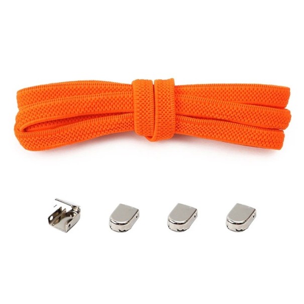 Elastische veters 105 x 0,7 cm Zonder strik voor kinderen en volwassenen Eén maat Metalen gesp Snel aan te trekken Sportieve stijl oranje