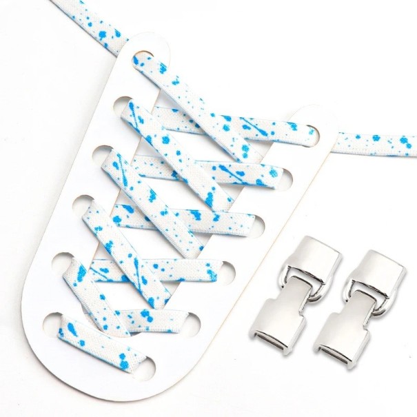 Elastische veters zonder strikken 100 cm Polyester veters met metalen sluiting Snel aan te trekken voor sport- en dagelijkse schoenen turquoise-wit