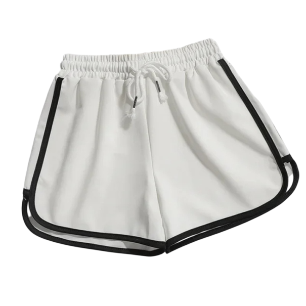 Elastische vrijetijdsshorts voor dames, snel drogende lichtgewicht shorts met trekkoord, comfortabele losse pasvorm, zomersportshorts wit L