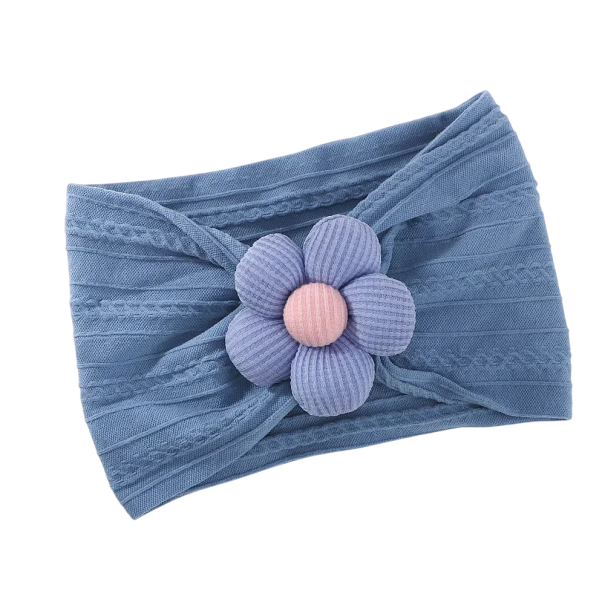 Elastisches Stirnband für Neugeborene mit Blume, süßes Haar-Accessoire für Babys, weiches und bequemes Neugeborenen-Stirnband für Mädchen blau