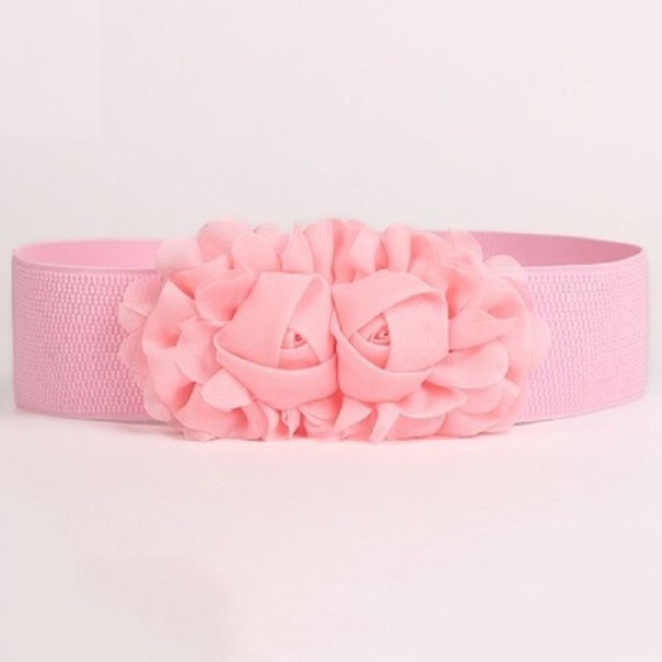 Elastisk bælte med blomst til kvinder rosa