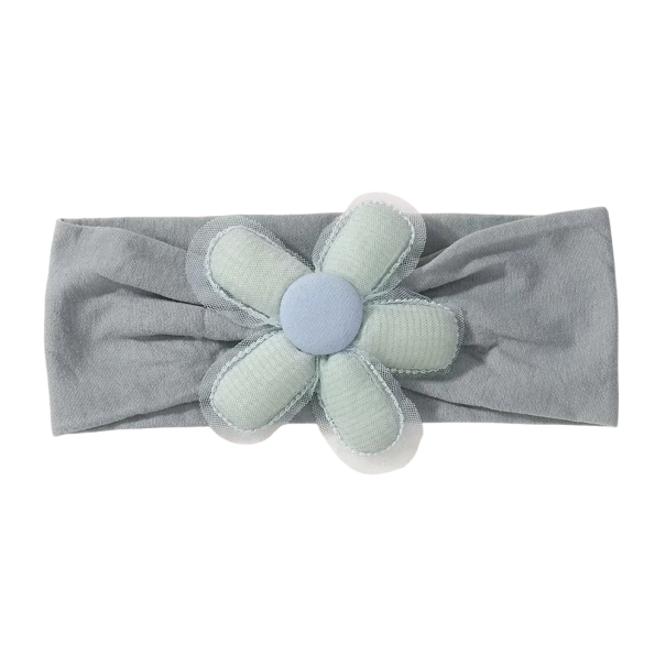 Elastisk pandebånd til nyfødte med blomst Blødt pandebånd i babyhår Stilfuldt tilbehør til babyer Komfortabelt og elastisk pandebånd til nyfødte grå