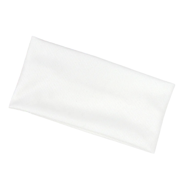 Elastisk ribbad tygband 19 × 9,5 cm Bekväm stretchband för hår Sportigt och vardagligt hårtillbehör vit