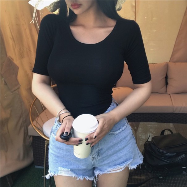 Elastisk T-shirt för kvinnor A1252 svart