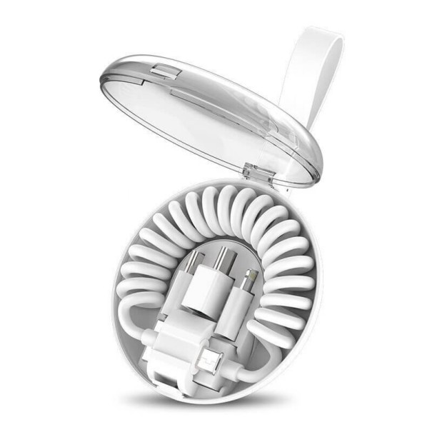 Elastisk USB / Micro USB-kabel hvid