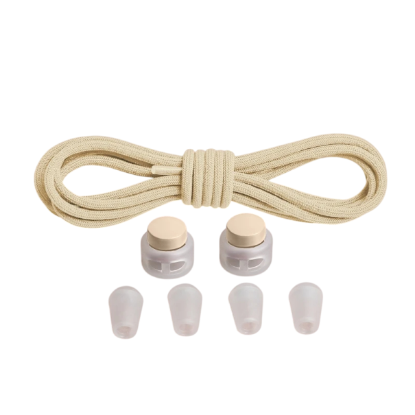 Elastiska snören utan knytband 100 cm runda skosnören Elastiskt rep med fjäderspänne Sportskor Barnskor Bekvämt beige