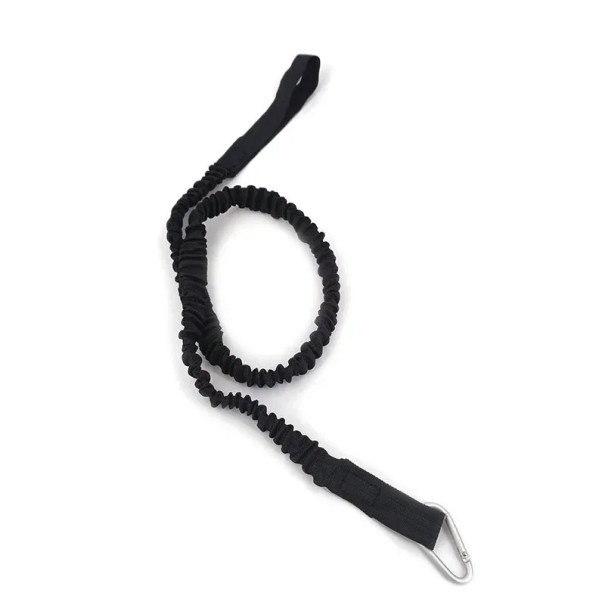 Elastiskt kajakled 95-147 cm justerbart nylonrep med spiraltråd säkerhetshake tillbehör för båtar svart