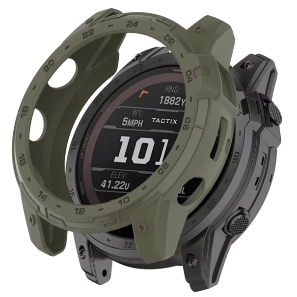 Elastyczna silikonowa ramka do Garmin Tactix 7 odporna na uderzenia, pokrywa TPU z precyzyjnymi otworami dla pełnej ochrony zegarka zieleń wojskowa