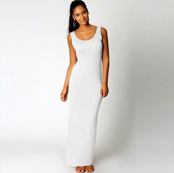 Elastyczna sukienka maxi biały XS