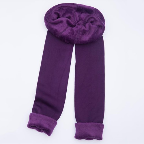 Elastyczne damskie legginsy zimowe - fioletowe XS