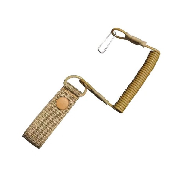 Ελατήριο σχοινί για κλειδιά και όπλο κατά της κλοπής Ασφαλές σπειροειδές κράτημα με καραμπίνα Ουδέτερα χρώματα Στερέωση σε εξοπλισμό Κυνήγι Πεζοπορία χακί
