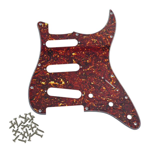 Electric Guitar Pickguard Brown Tortoiseshell PVC with Aluminium Foil Compatible with American and Mexican Standard Protective Cover 1