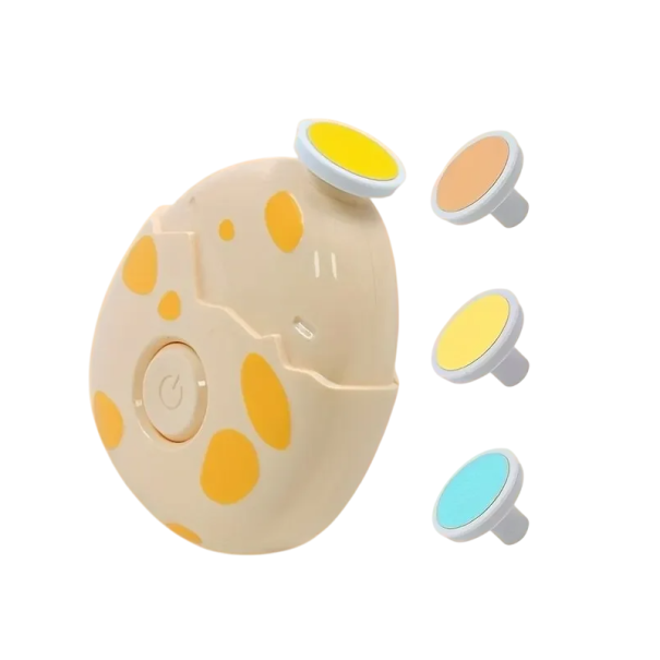 Electric Nail Polisher 7.2 x 8.9 x 3.3 cm Dinosaur Egg Shaped Children's Nail File 3 Attachments Battery Operated Grinding Device 1