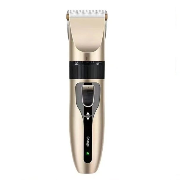 Electric Pet Hair Clipper for Dogs and Cats 5W Rechargeable Battery 1200 mAh 4 Attachments 3/6/9/12 mm Professional Home Grooming 120 Minutes Runtime gold