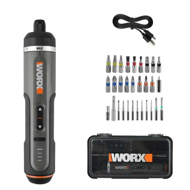 Electric Screwdriver 19 cm with 30 Bits USB Charging 7 Speeds 4 LED Lights Precision Screwdriving Home Workshop Practical Case 1