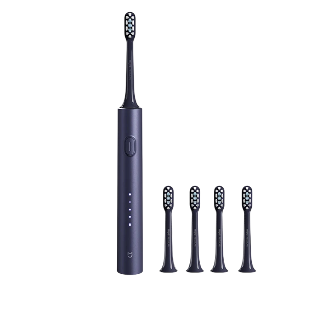 Electric Sonic Toothbrush 4 Heads 4 Cleaning Modes 360° Waterproof Wireless Charging Antibacterial Heads Battery Life 150 Days dark blue