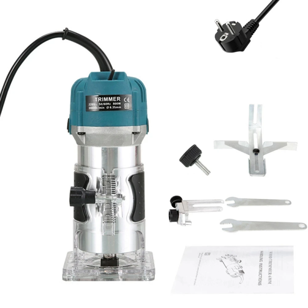 Electric Woodworking Router 800 W 1/4 Inch 30000 RPM Adjustable Depth 220 V Hand Router for DIY Wood Processing 1