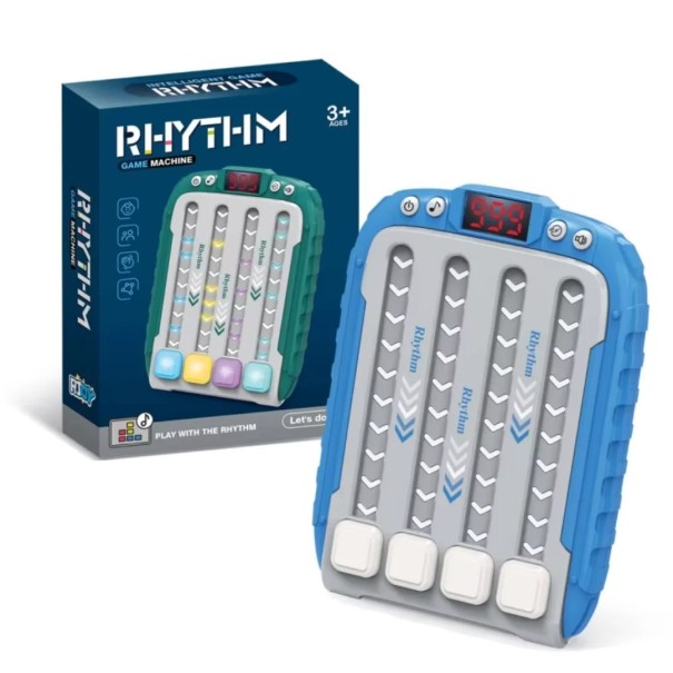 Electronic Rhythm Game Console 15 x 11 x 3 cm Portable Rhythm Game Electronic Music Entertainment LED-lampor Interaktiv leksak för barn blå