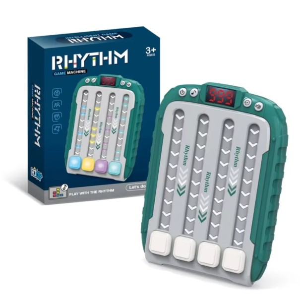 Electronic Rhythm Game Console 15 x 11 x 3 cm Portable Rhythm Game Electronic Music Entertainment LED-lampor Interaktiv leksak för barn grön
