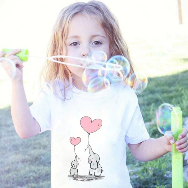 Elefant-t-shirt til piger hvid 6 C