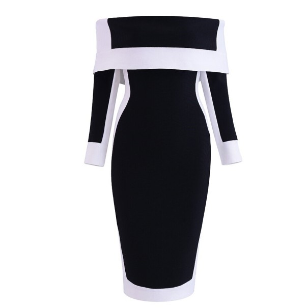 Elegancka czarno-biała sukienka A2776 L