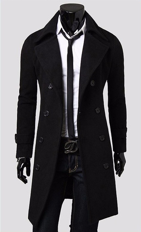 Elegancki płaszcz męski J1302 czarny L