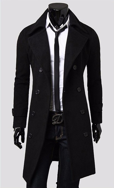 Elegancki płaszcz męski J1302 czarny S