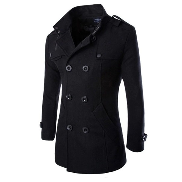 Elegancki płaszcz męski J1553 czarny XL