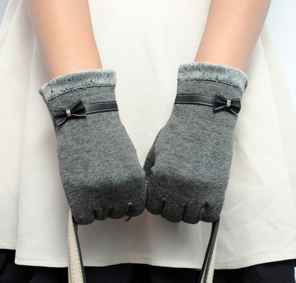 Eleganckie damskie zimowe rękawiczki szary