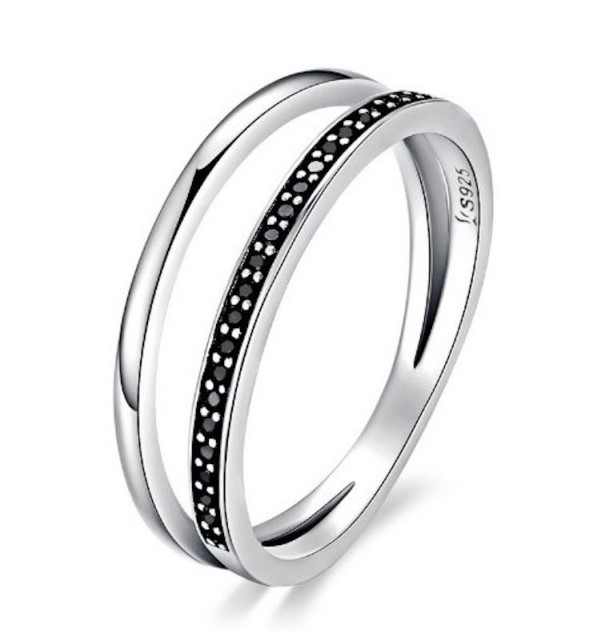 Elegáns női ezüst gyűrű fekete 6