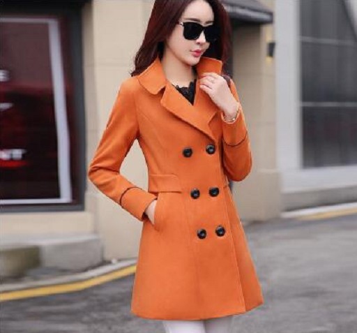 Elegáns női kabát J899 narancs M