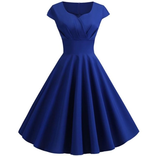 Elegáns női retro ruha kék L