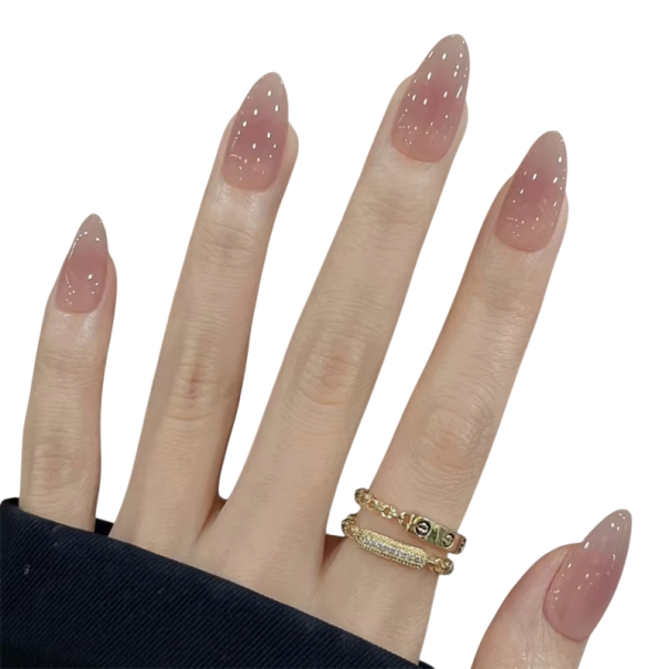 Elegant Almond Design Medium Size 24 pcs Adhesive 3D Acrylic Artificial Nails Fine Tips for Home Manicure 1