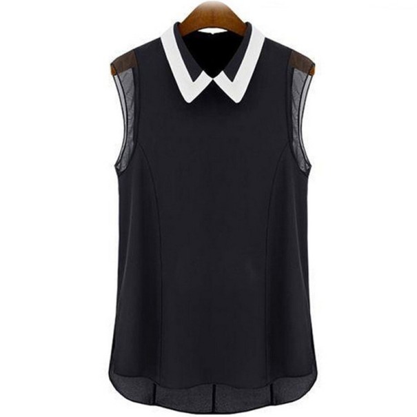 Elegant blus med krage vit XS
