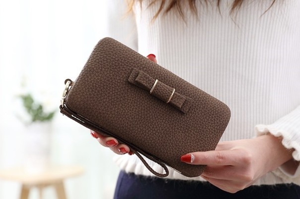 Elegant damepung med sløjfe J3041 brun