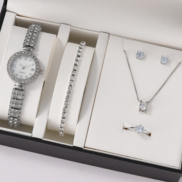 Elegant Gift Set Women's Jewellery and Watch Z365 silver