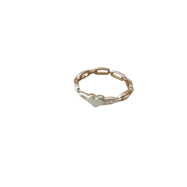 Elegant ring för kvinnor Justerbar storlek Öppen ring Tunn kedjedesign med hjärta Minimalistisk smycke för kvinnor 1