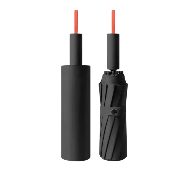 Elegant sort designerparaply, vindtæt, vandtæt parasol med UV-beskyttelse UPF50+, 72 glasfiberribber, beskyttelse mod sol og regn sort