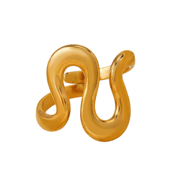 Elegant Women's Ring Adjustable Size Open Ring Metal Alloy Snake Shaped Ring Abstract Fashion Jewellery for Everyday Wear gold