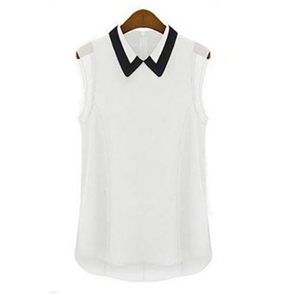 Elegante blouse met kraag wit L