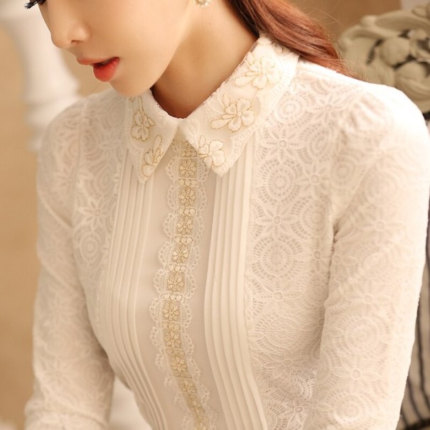 Elegante blouse met kraag wit S