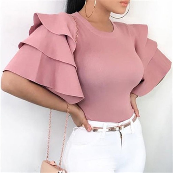 Elegante blouse met ruches roze XS