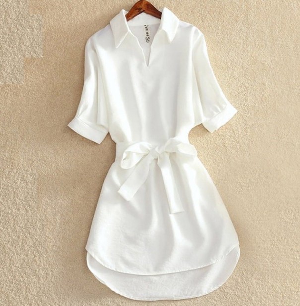 Elegante Bluse in einer Farbe weiß S