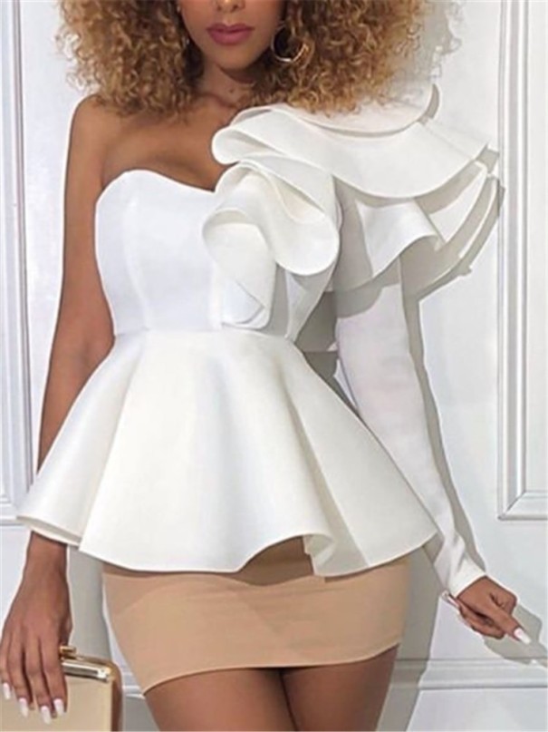 Elegante Bluse mit Rüschen Casandra weiß M