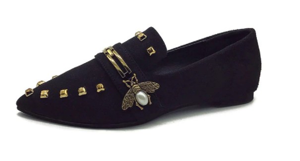 Elegante Damen-Mokassins mit Anhänger J1088 schwarz 35