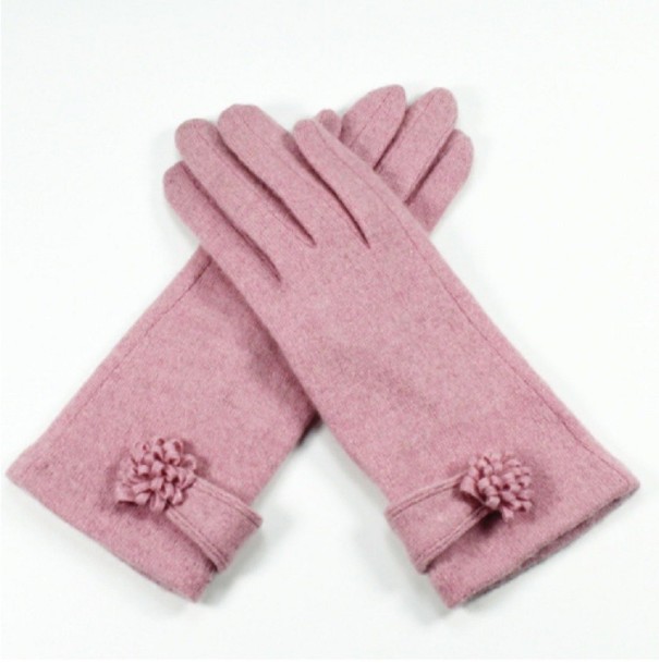 Elegante Damenhandschuhe mit einer Blume rosa