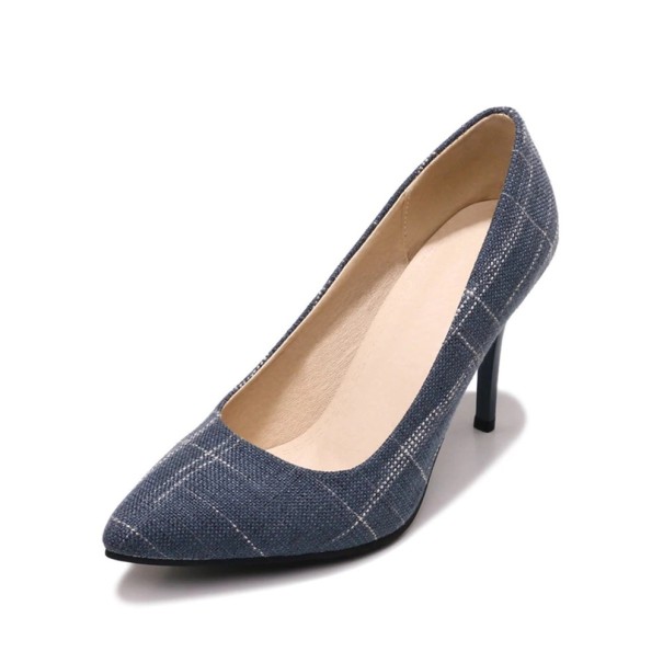 Elegante Damenpumps mit Muster blau-grau 46