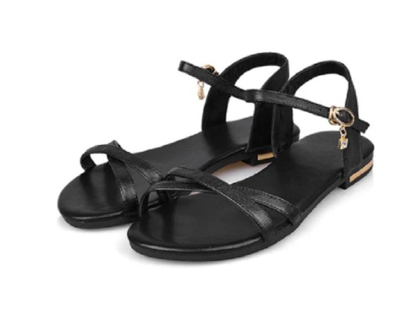 Elegante Damensandalen mit niedrigem Absatz schwarz 41
